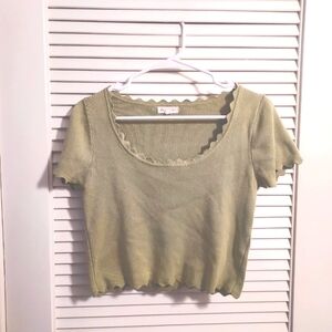 Blu Pepper Scallop Trim Green Crop Top (XL)